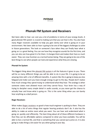 phonak fm system and receivers