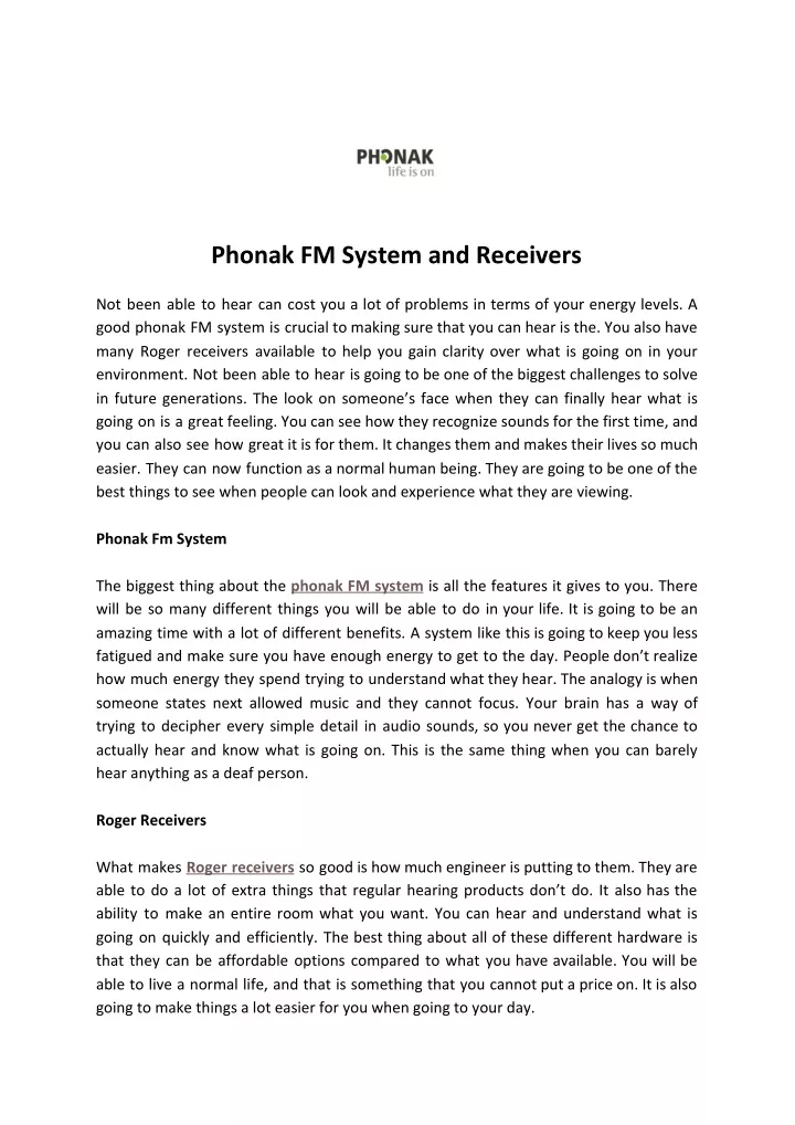 phonak fm system and receivers
