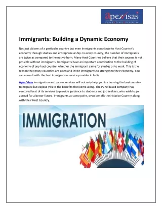 Immigrants: Building a Dynamic Economy