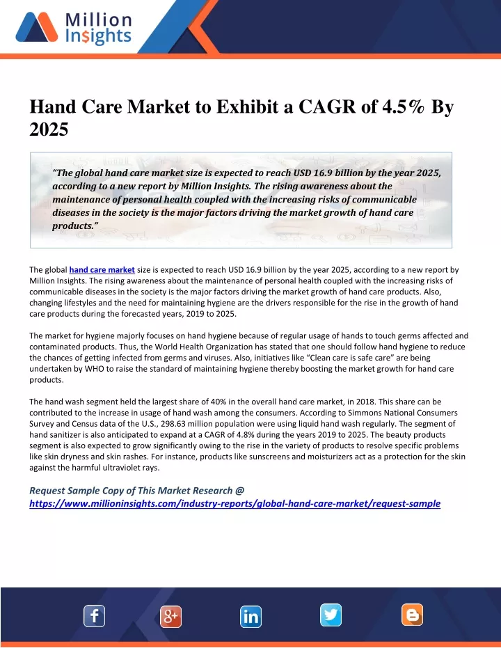 hand care market to exhibit a cagr of 4 5 by 2025