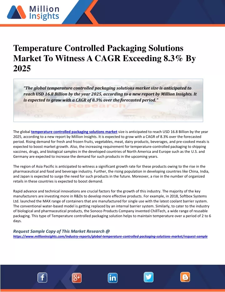 temperature controlled packaging solutions market