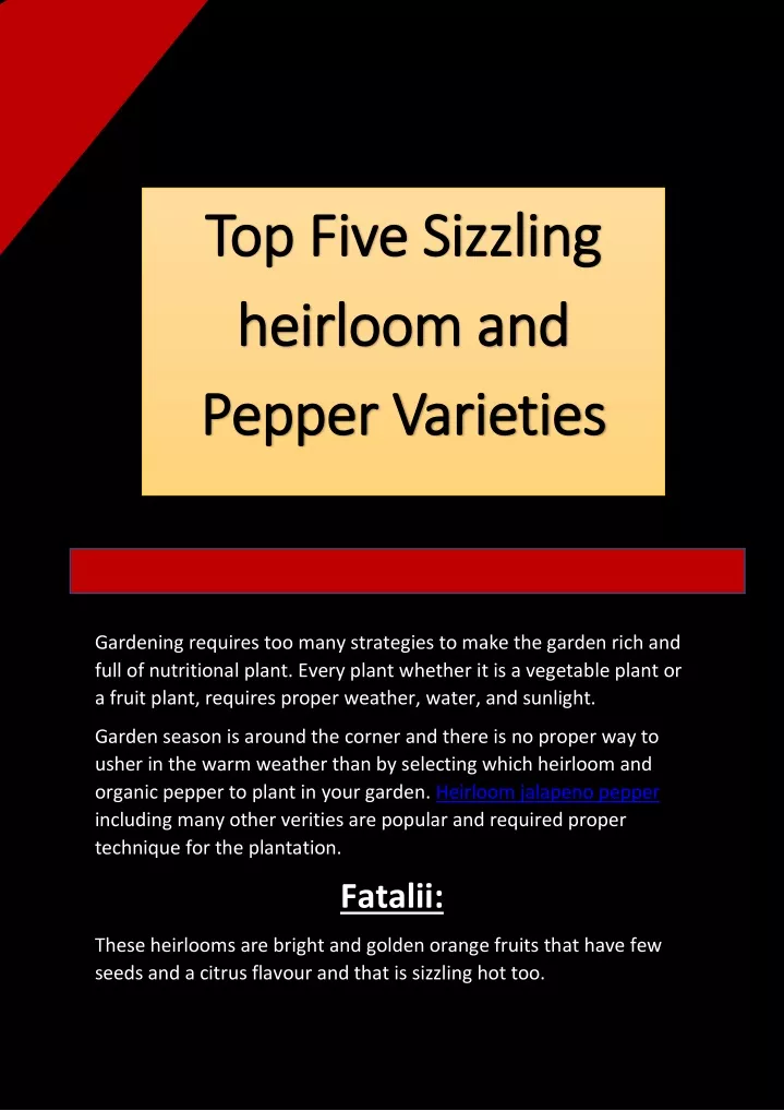 top five sizzling top five sizzling heirloom