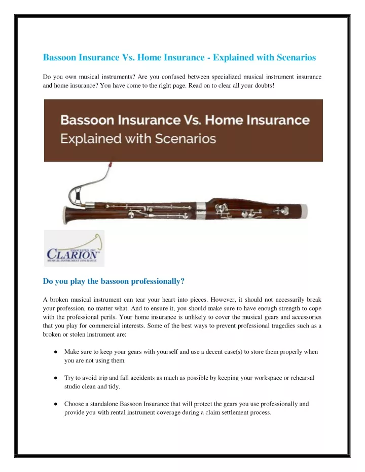 bassoon insurance vs home insurance explained