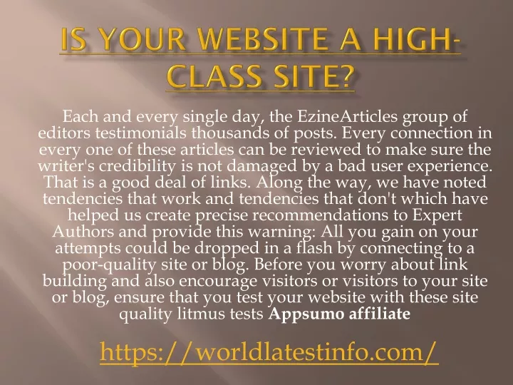 is your website a high class site