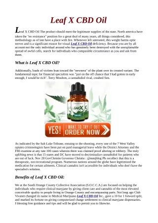 Leaf X CBD Oil| Side Effects | Reviews  | Benfits | Ingredients.
