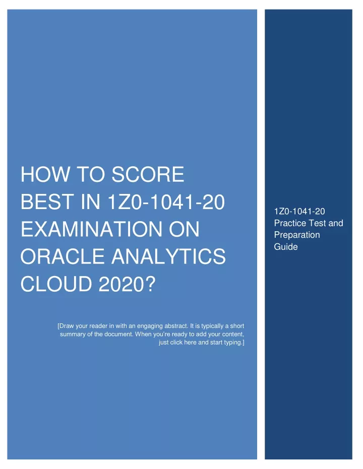 how to score best in 1z0 1041 20 examination