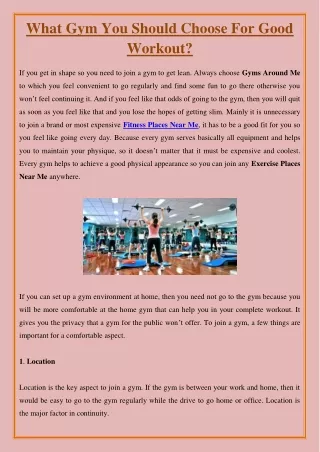 what gym you should choose for good workout