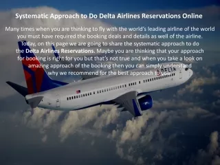 Systematic Approach to Do Delta Airlines Reservations Online