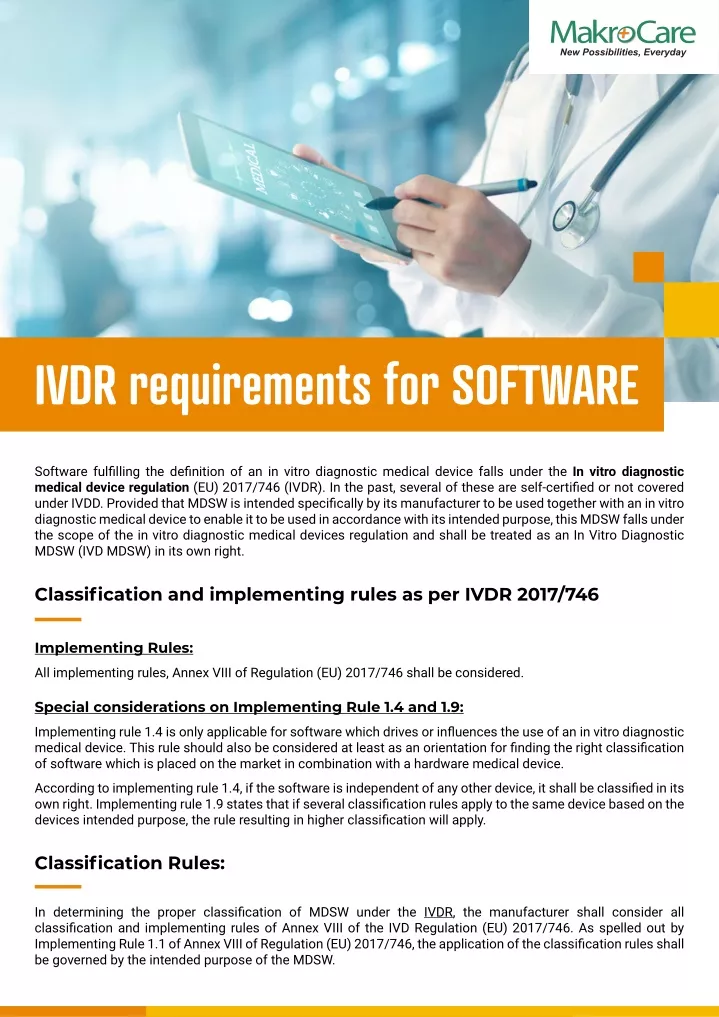ivdr requirements for software