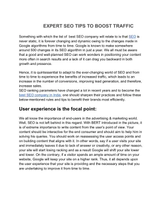 expert seo tips to boost traffic