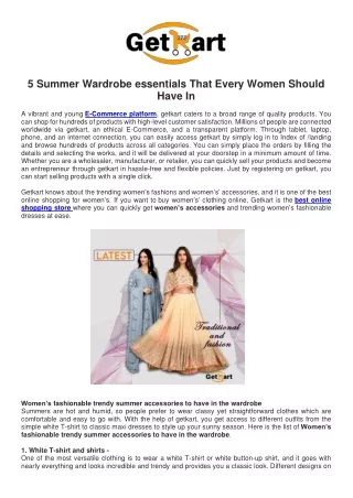 5 Summer Wardrobe essentials That Every Women Should Have In