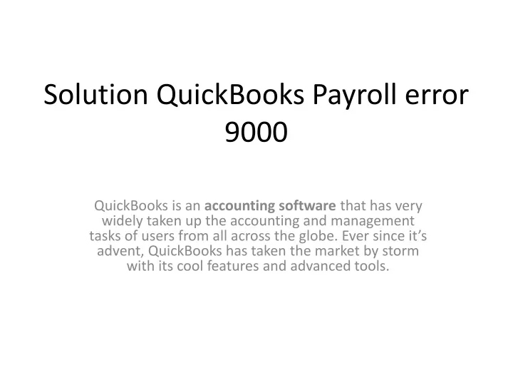 solution quickbooks payroll error 9000