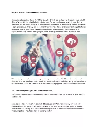 very best practices for the itsm implementation