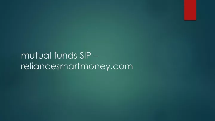 mutual funds sip reliancesmartmoney com