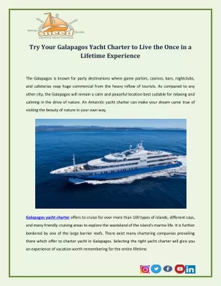 Try Your Galapagos Yacht Charter to Live the Once in a Lifetime Experience