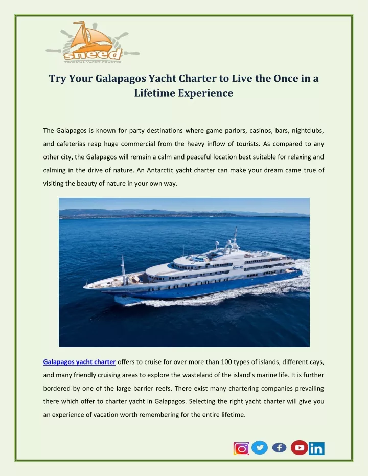 try your galapagos yacht charter to live the once