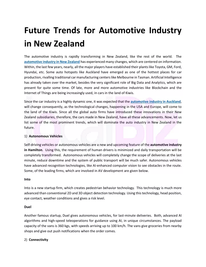 future trends for automotive industry