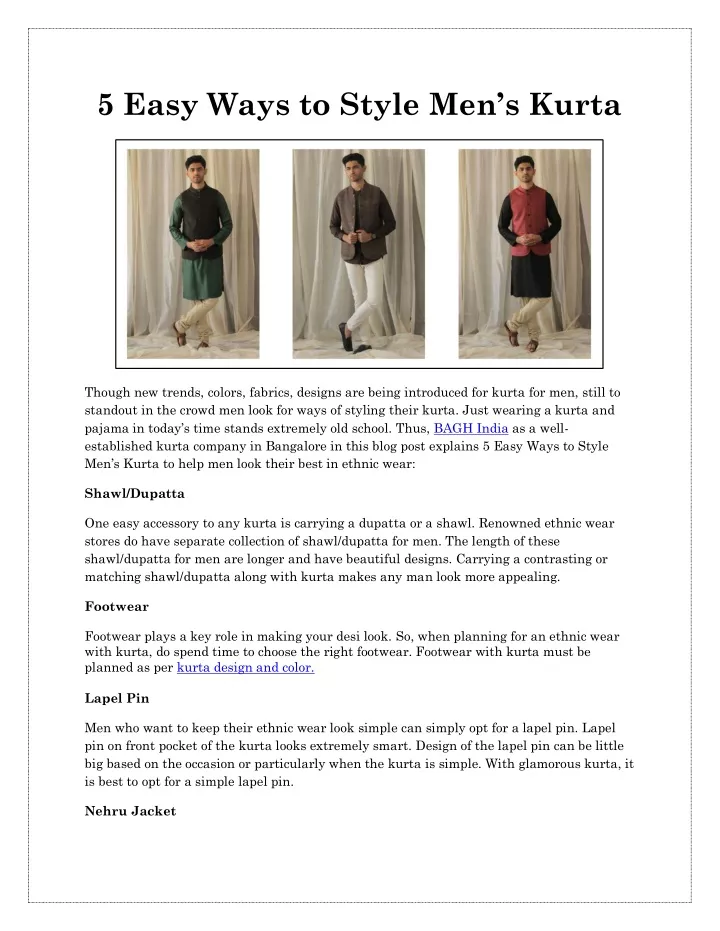 5 easy ways to style men s kurta