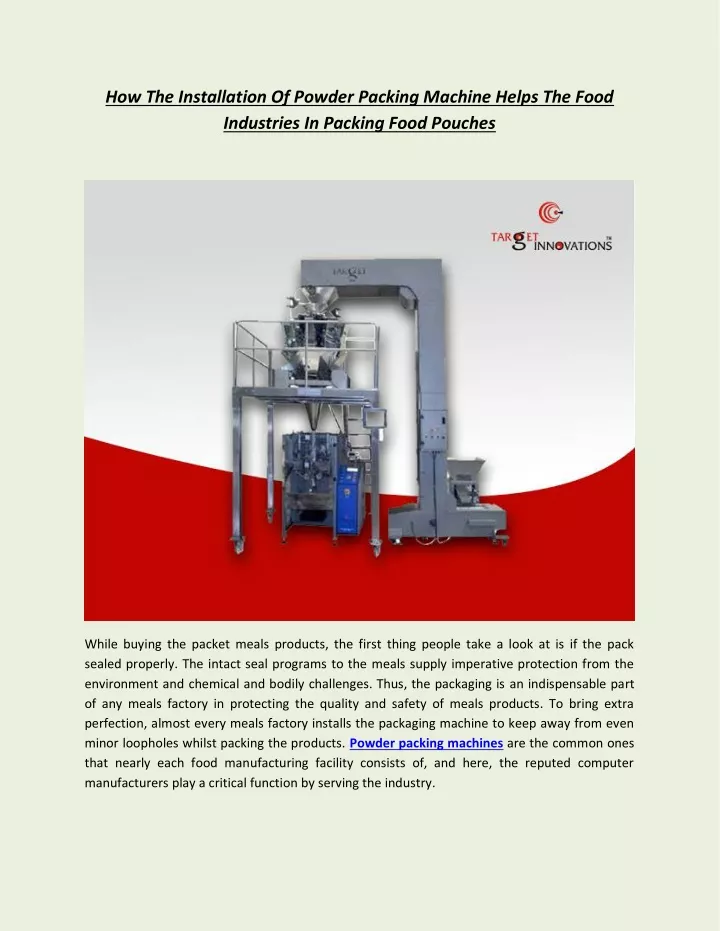 how the installation of powder packing machine