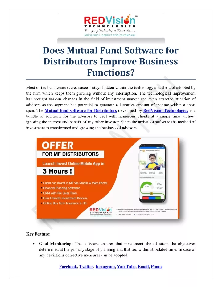 does mutual fund software for distributors