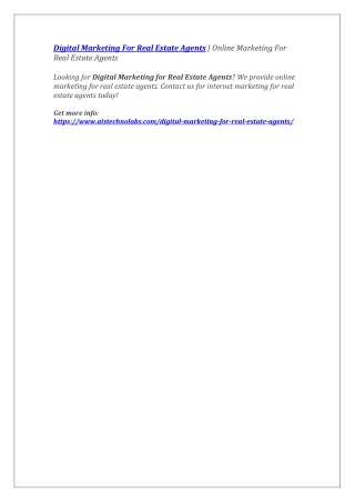 digital marketing for real estate agents online