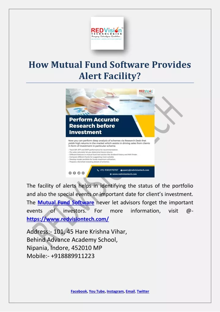 how mutual fund software provides alert facility