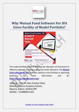 why mutual fund software for ifa gives facility