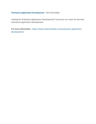 enterprise application development ais technolabs