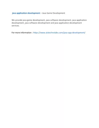 java application development java game development