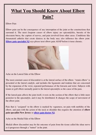 what you should know about elbow pain