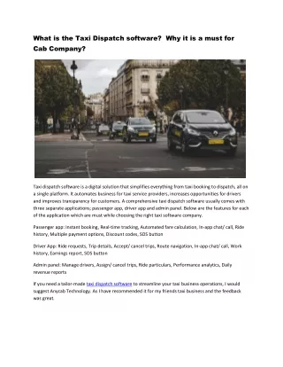 what is the taxi dispatch software