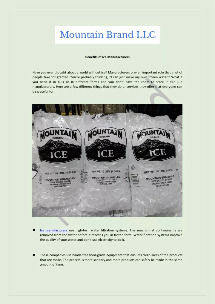 benefits of ice manufacturers
