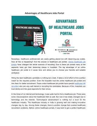 advantages of healthcare jobs portal