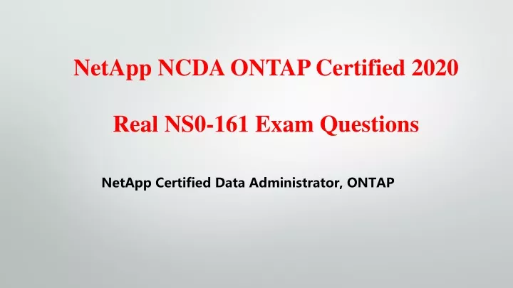 netapp ncda ontap certified 2020 real