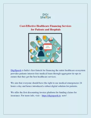Cost-Effective Healthcare Financing Services for Patients and Hospital