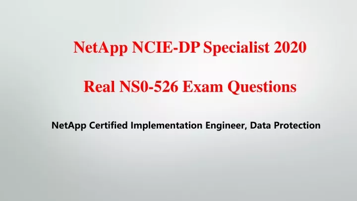 netapp ncie dp specialist 2020 real ns0 526 exam