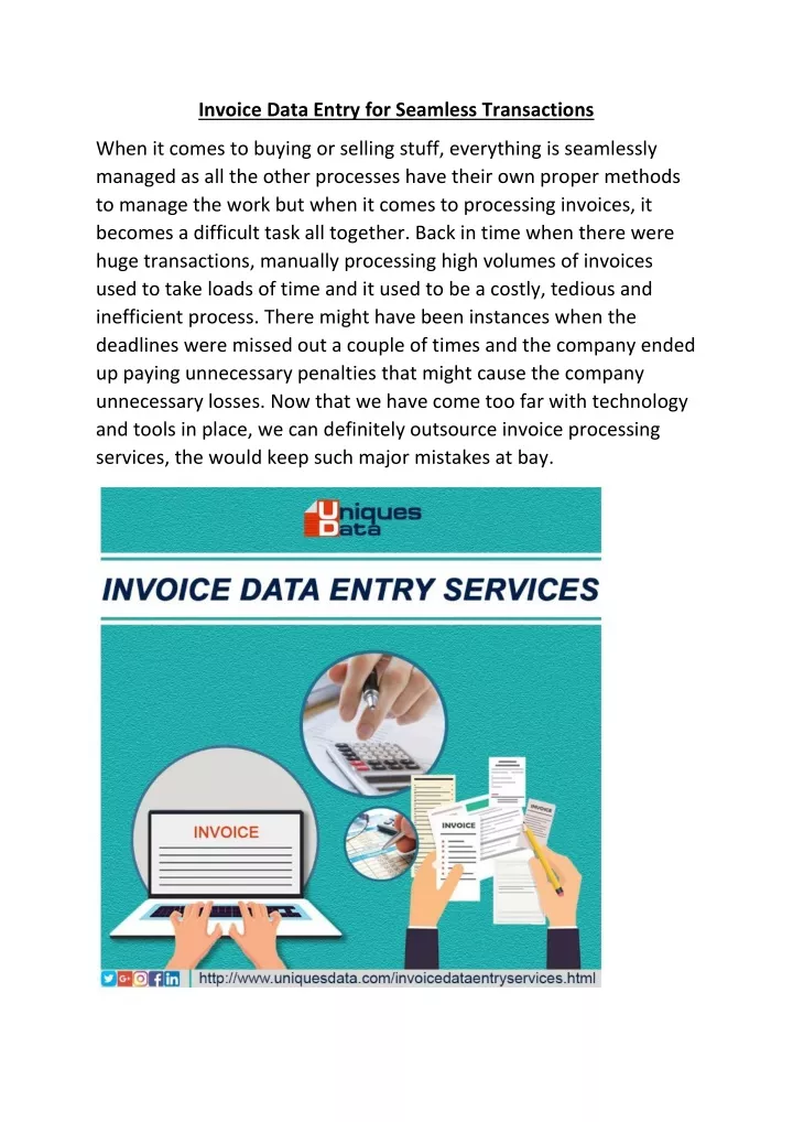 invoice data entry for seamless transactions