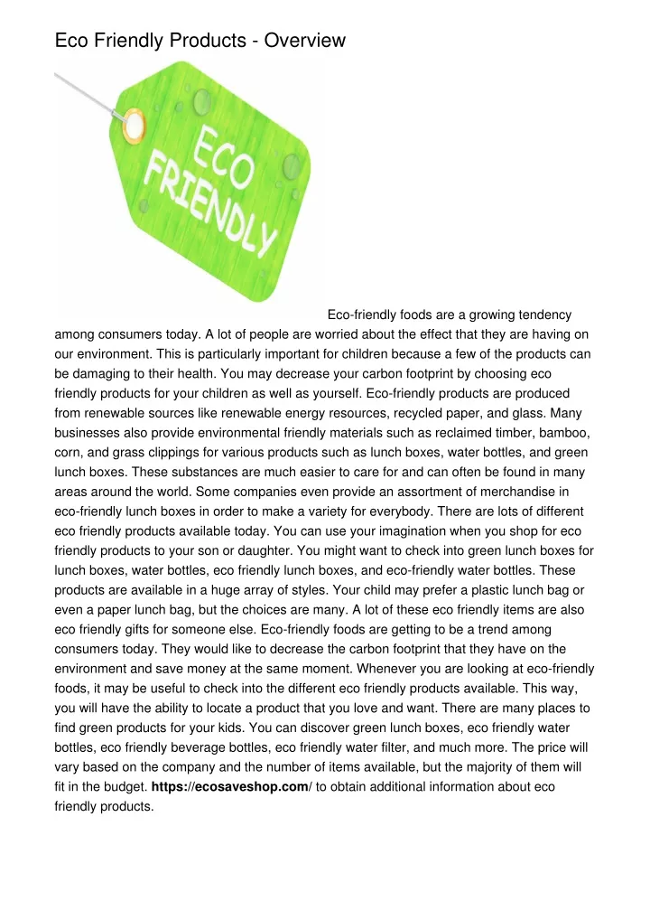 eco friendly products overview