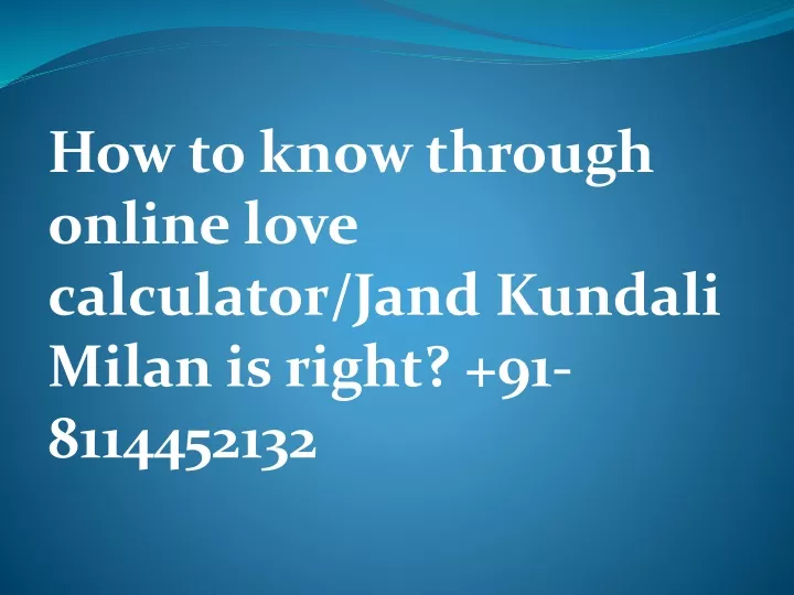 how to know through online love calculator jand
