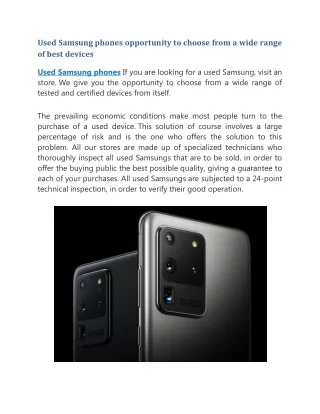 used samsung phones opportunity to choose from