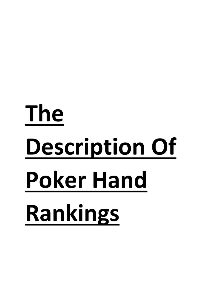 the description of poker hand rankings