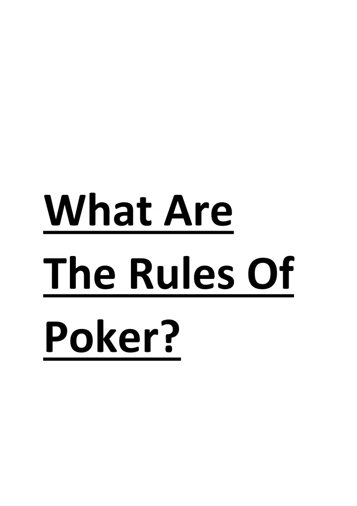 what are the rules of poker