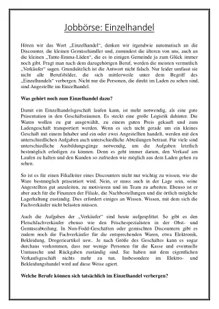 jobb rse einzelhandel
