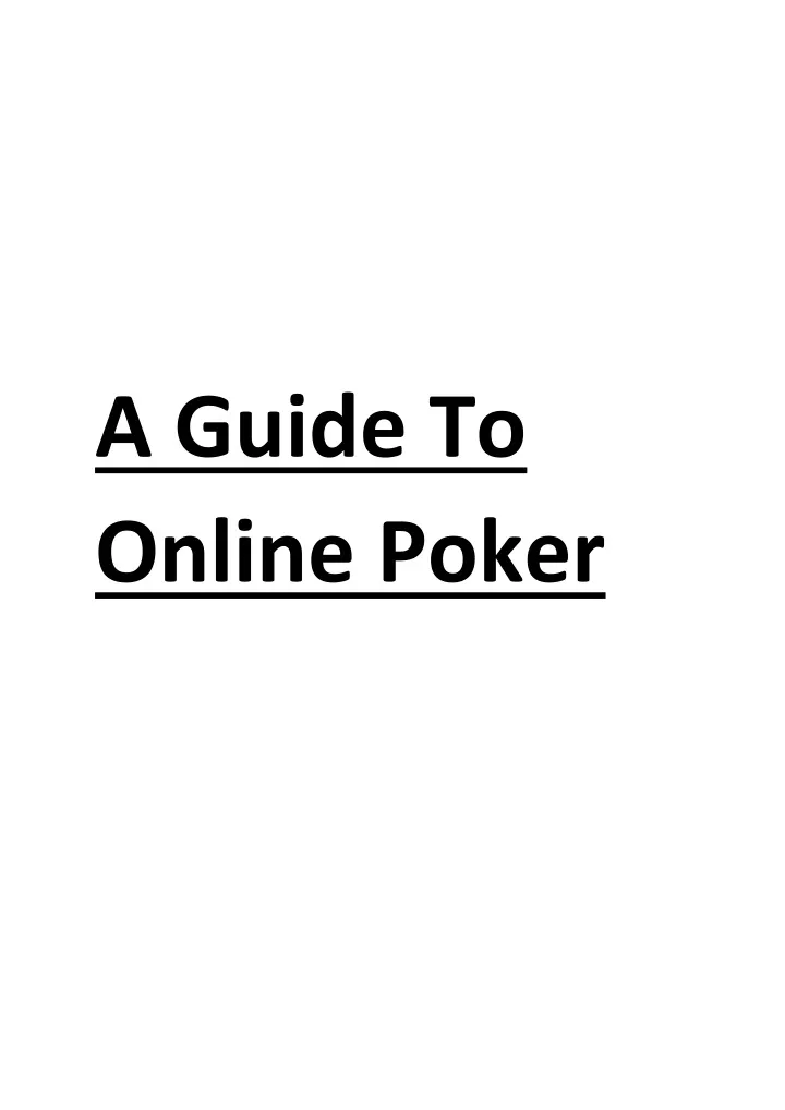 a guide to online poker