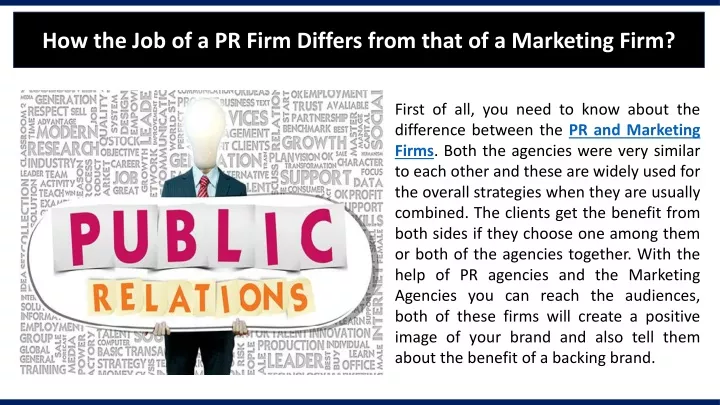 how the job of a pr firm differs from that