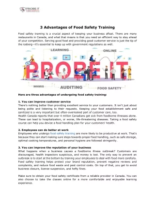 3 Advantages of Food Safety Training