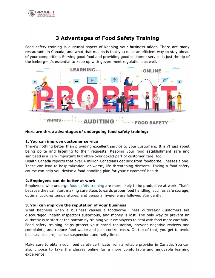 3 advantages of food safety training