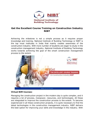 get the excellent course training on construction