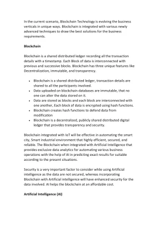 in the current scenario blockchain technology