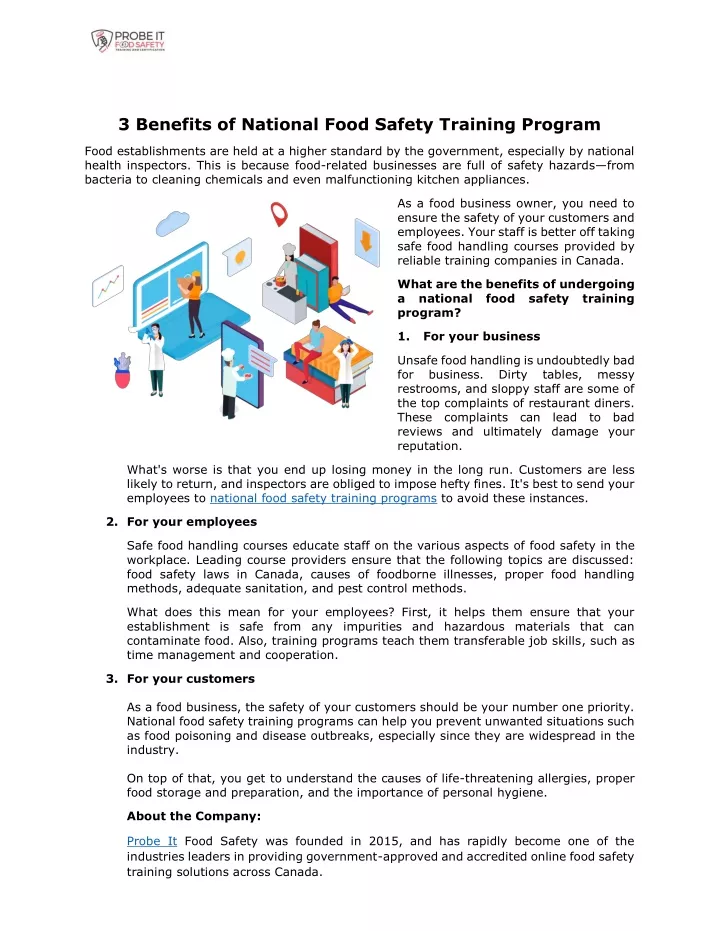 3 benefits of national food safety training
